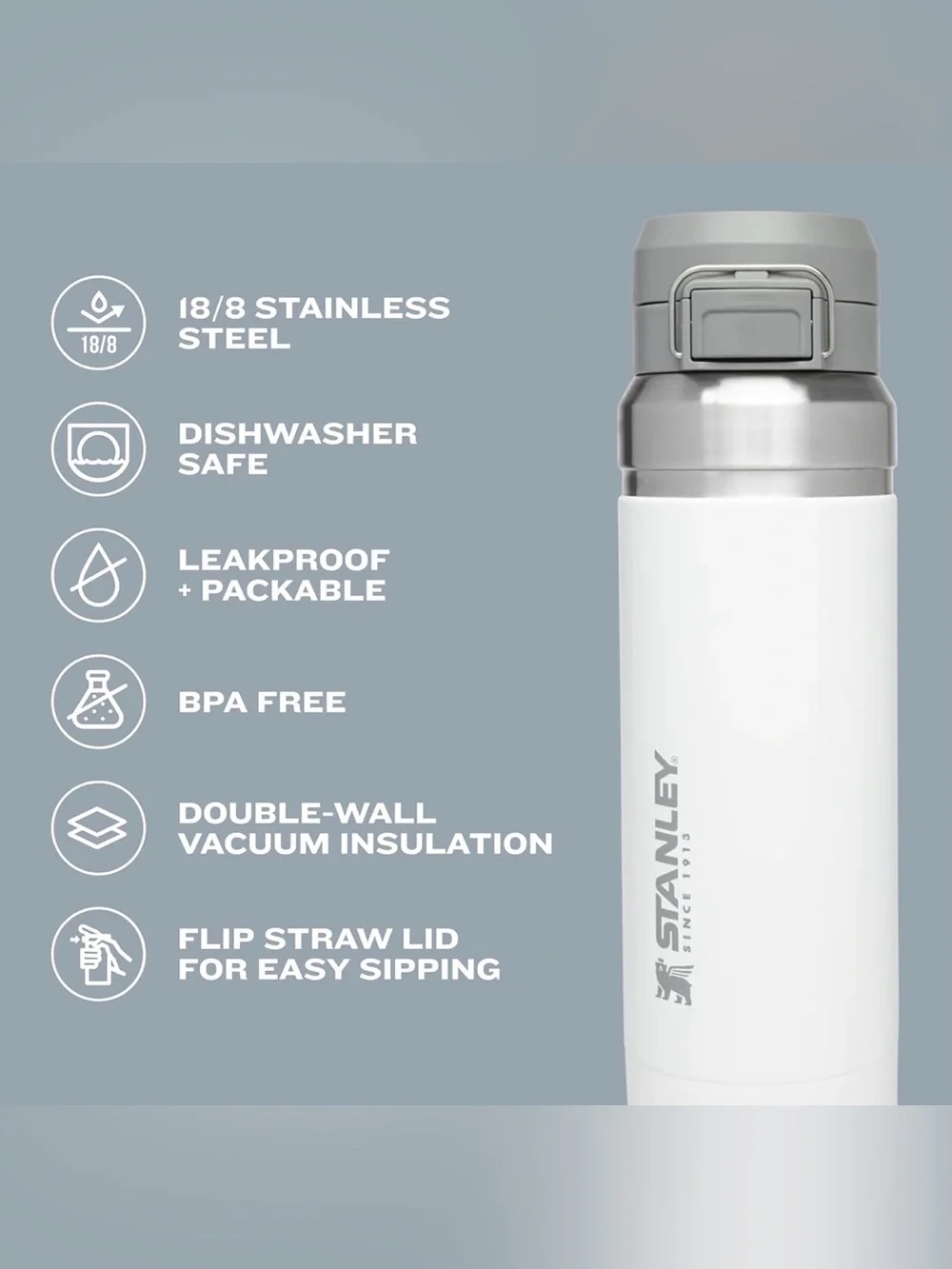 ☕ Stanley Classic 24 oz Vacuum Insulated Travel Mug 🩶